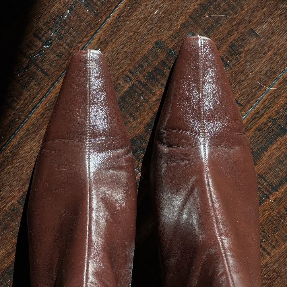 Mango Dark Brown Leather Heeled Boots - Picture 4 of 11